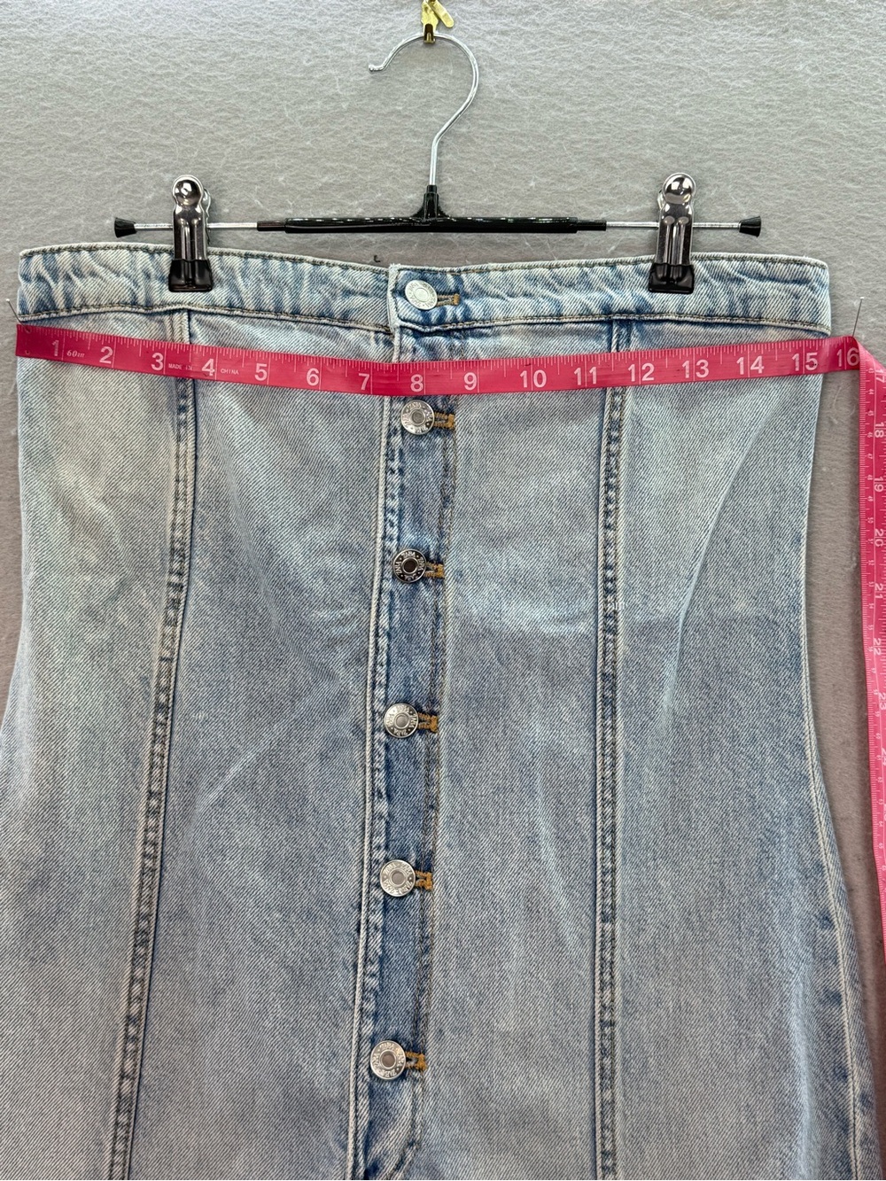 ZARA - women’s Denim strapless light wash blue jeans jumpsuit wide leg cotton M - Picture 7 of 11